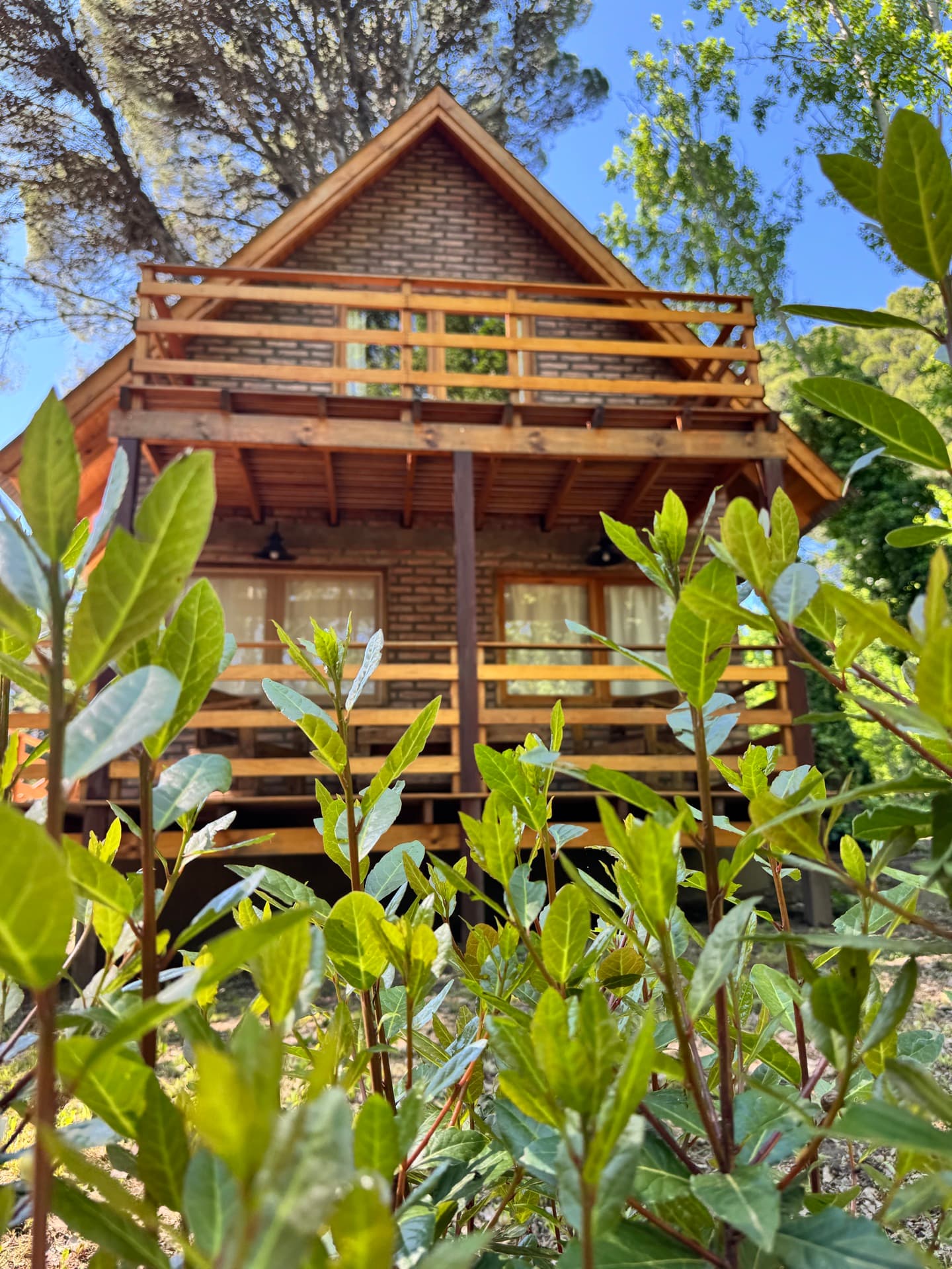 Detalle de la terraza con silla y sombrero